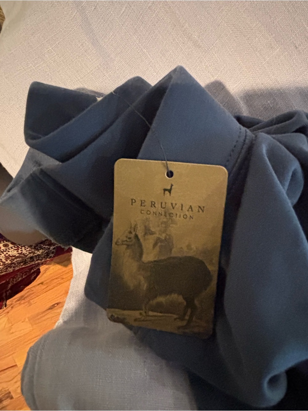 Peruvian Connection Lagoon A-Line Skirt Size Large NWT - Dusty Blue -Peru